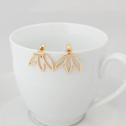 Simple Lotus Bar Stud Earrings