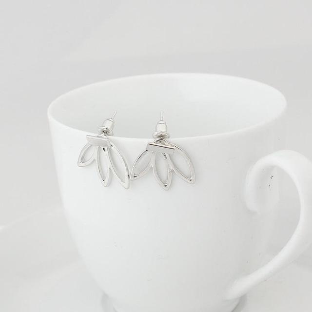 Simple Lotus Bar Stud Earrings