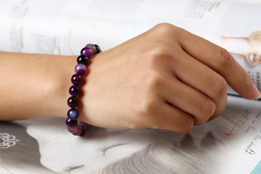 Purple Onyx Stone Beads Bracelet