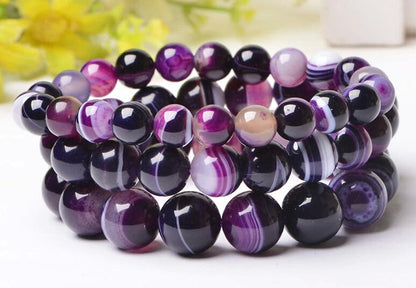 Purple Onyx Stone Beads Bracelet