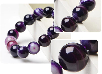 Purple Onyx Stone Beads Bracelet