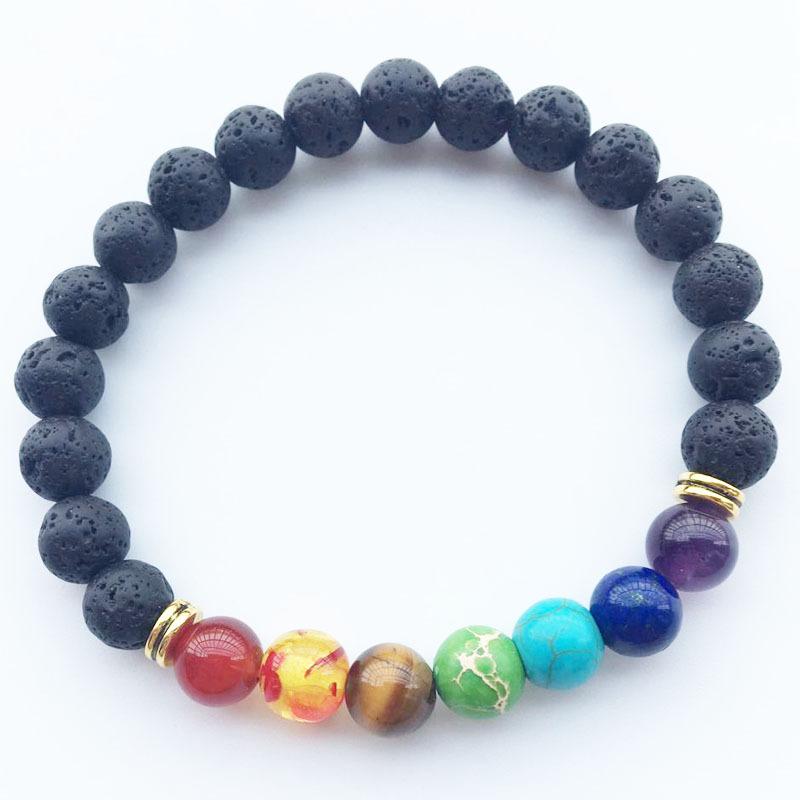 Chakra Healing Lava Beads Bracelet