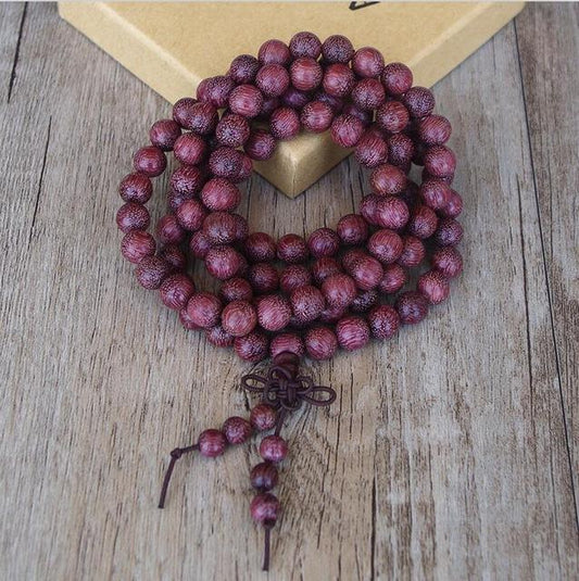 Handmade 108 Purple Wooden Mala 8mm Beads Bracelet