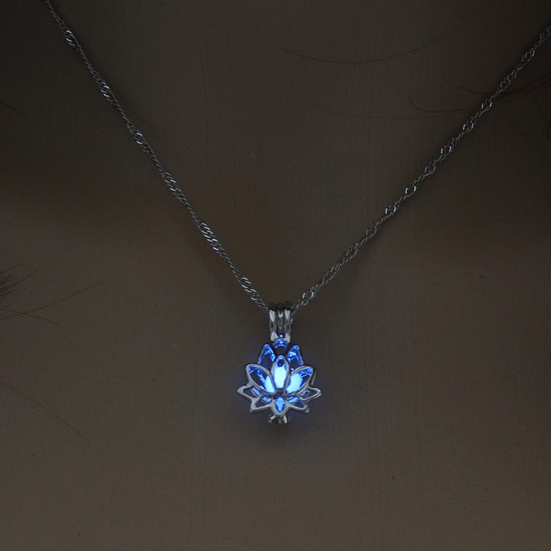 Luminous Glow In The Dark Lotus Flower Necklace