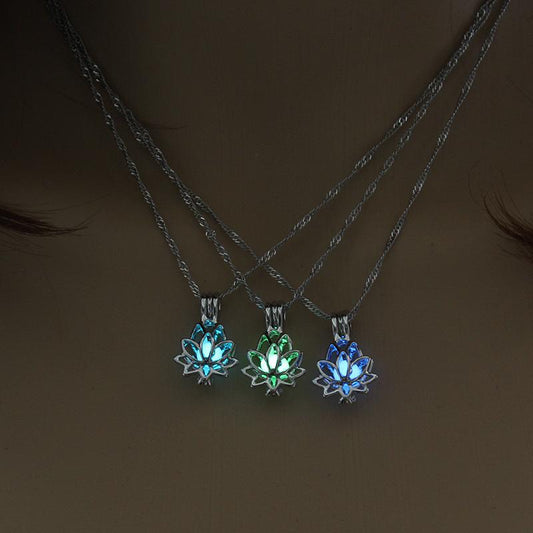 Luminous Glow In The Dark Lotus Flower Necklace