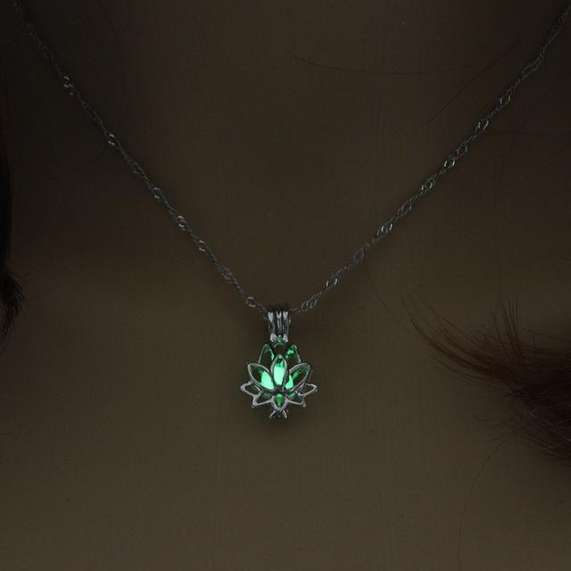 Luminous Glow In The Dark Lotus Flower Necklace