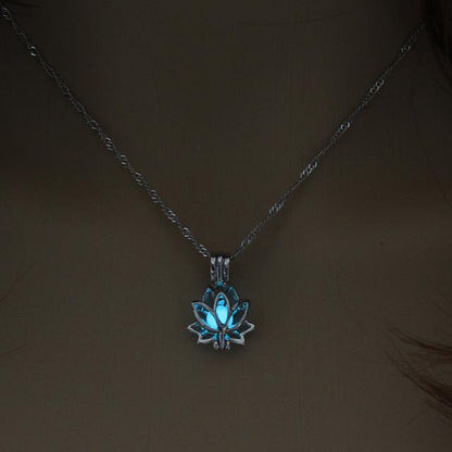 Luminous Glow In The Dark Lotus Flower Necklace