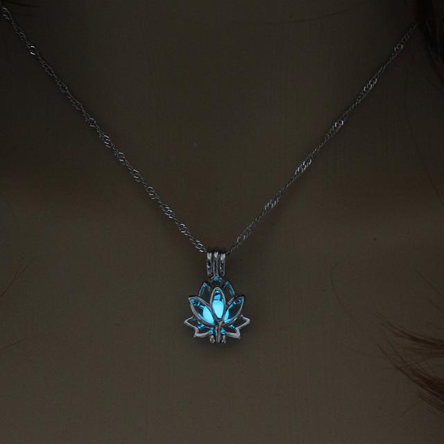 Luminous Glow In The Dark Lotus Flower Necklace