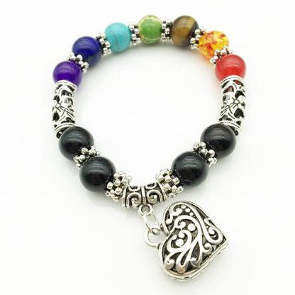 Chakra Healing Beads Heart Charm Bracelet