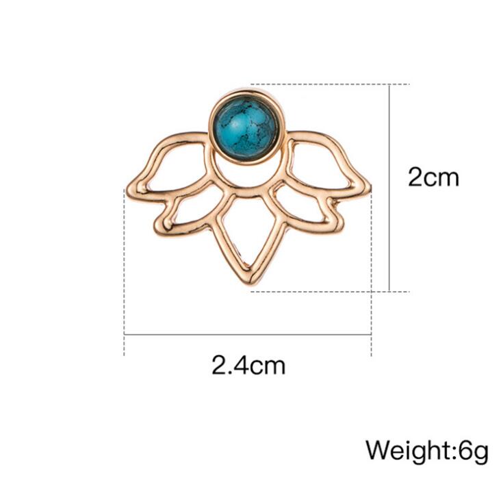 Lotus Blue Gem Stone Stud Earrings