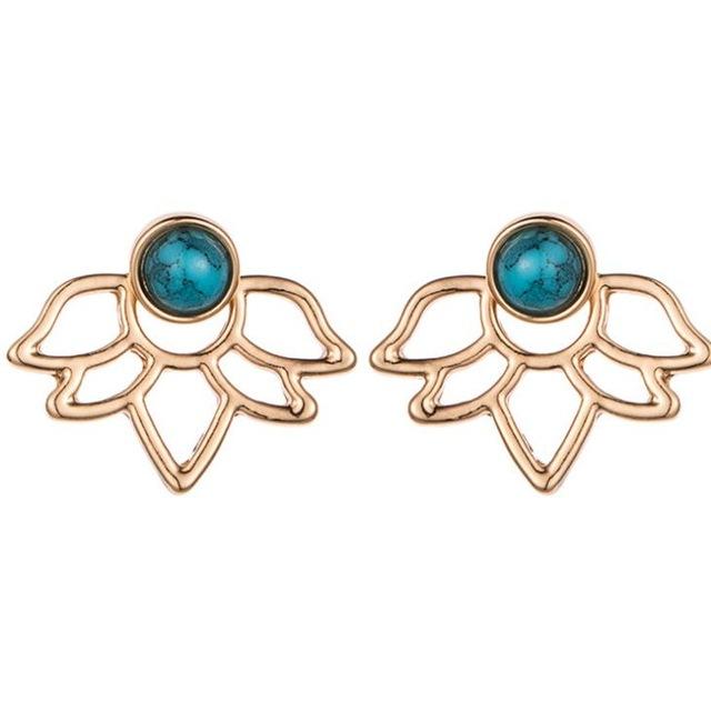 Lotus Blue Gem Stone Stud Earrings