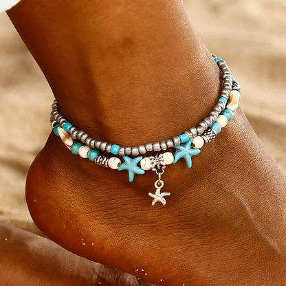 2-Layer Boho Coral Anklet