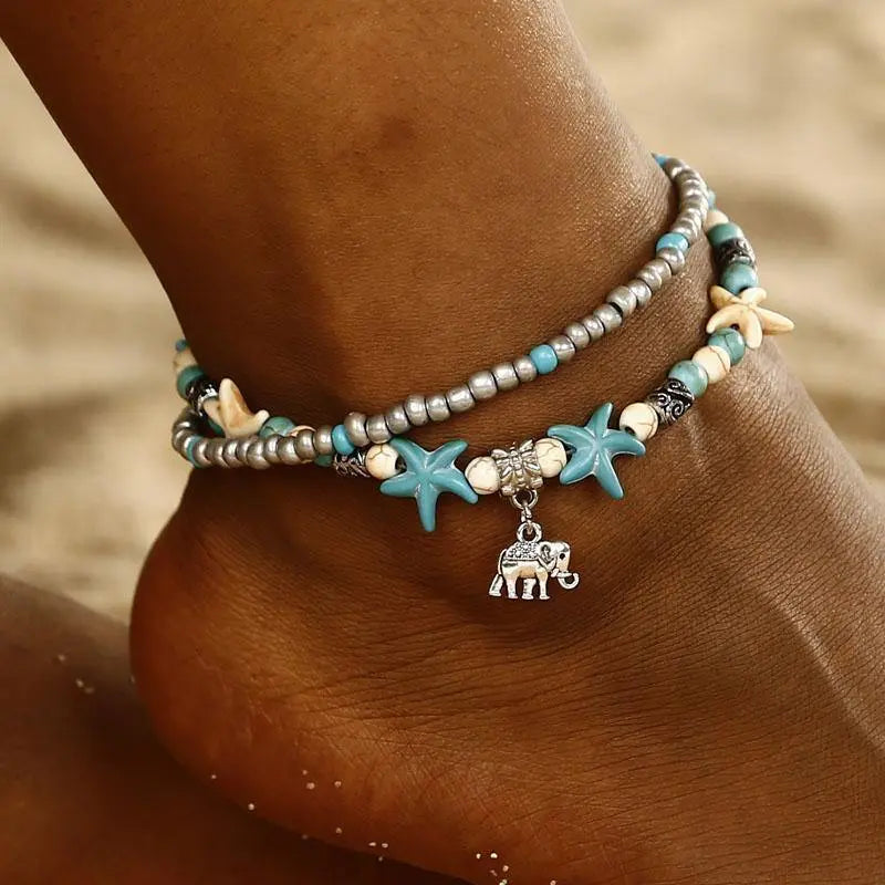 2-Layer Boho Coral Anklet