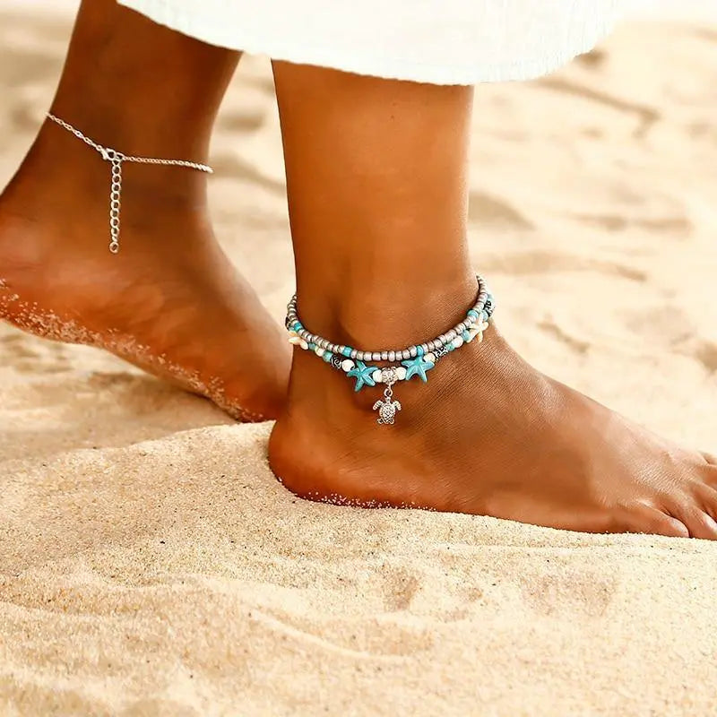 2-Layer Boho Coral Anklet