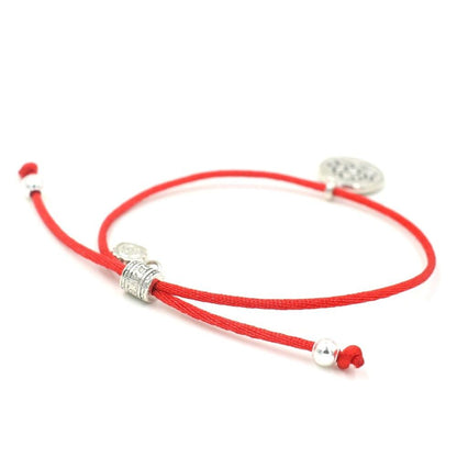 Lucky Red Rope Om Buddha Lotus Charm Bracelet Set - 3 Pieces