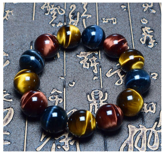 Red Blue Yellow Tiger Eye Bracelet