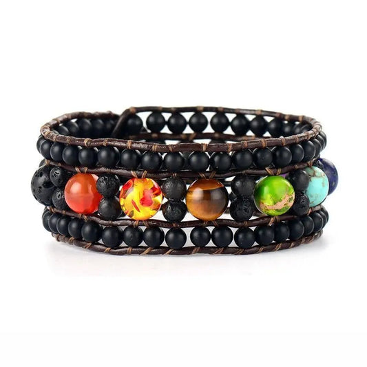 7 Chakra Aromatherapy Lava Bracelet Cuff