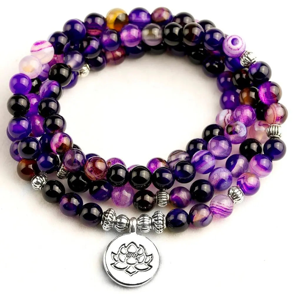 Purple Agate Power 108 Mala