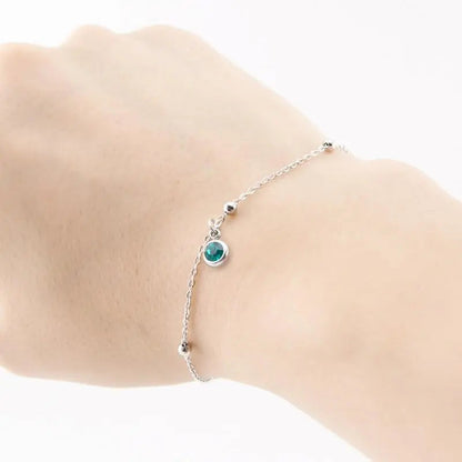 Lucky Birthstone Cable Chain Bracelet