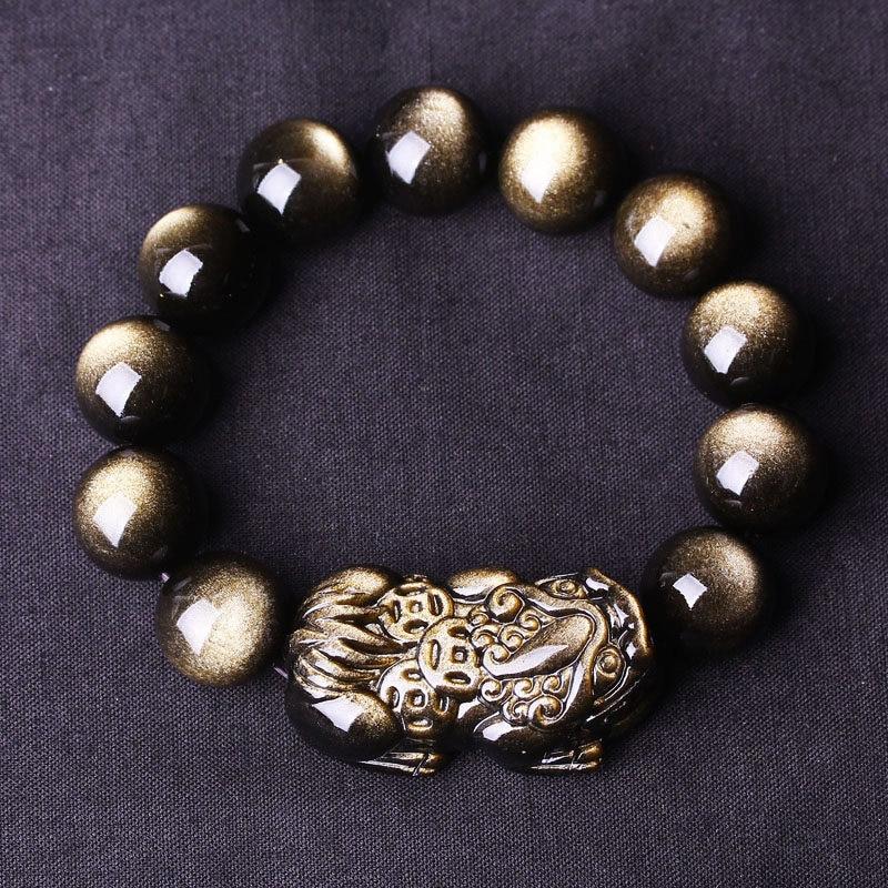 Gold Sheen Obsidian Pixiu Wealth Bracelet