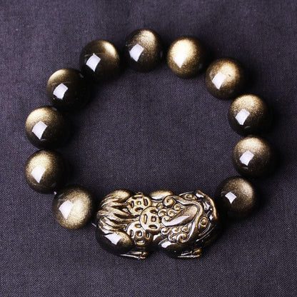 Gold Sheen Obsidian Pixiu Wealth Bracelet