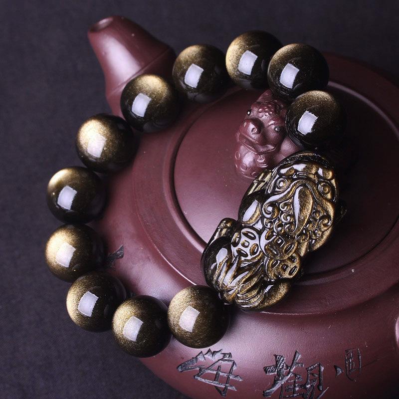 Gold Sheen Obsidian Pixiu Wealth Bracelet