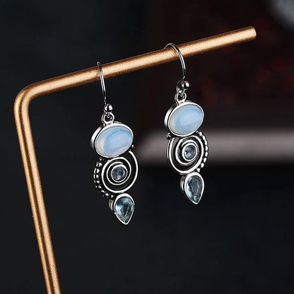 Blue Sea Moonstone Earrings