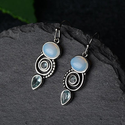 Blue Sea Moonstone Earrings