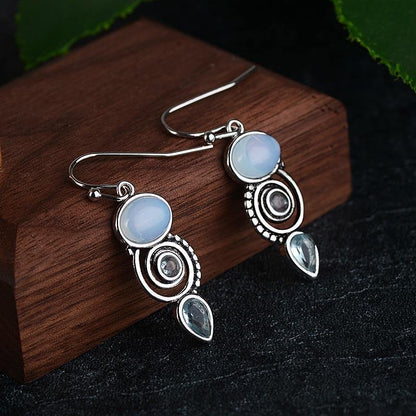 Blue Sea Moonstone Earrings