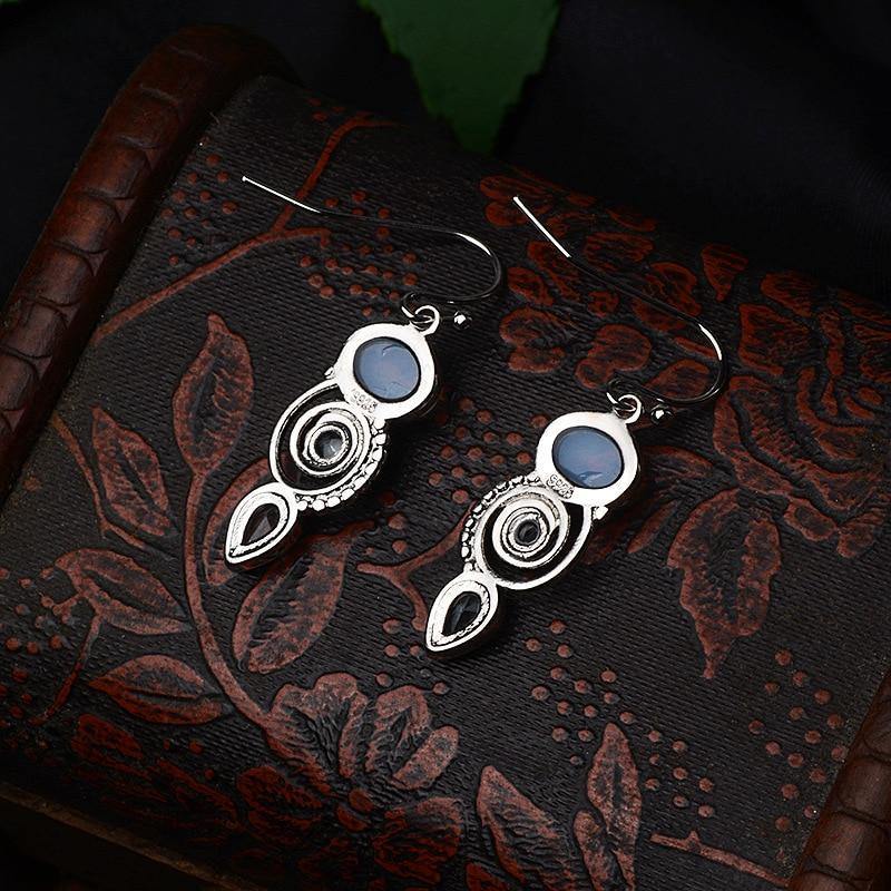 Blue Sea Moonstone Earrings