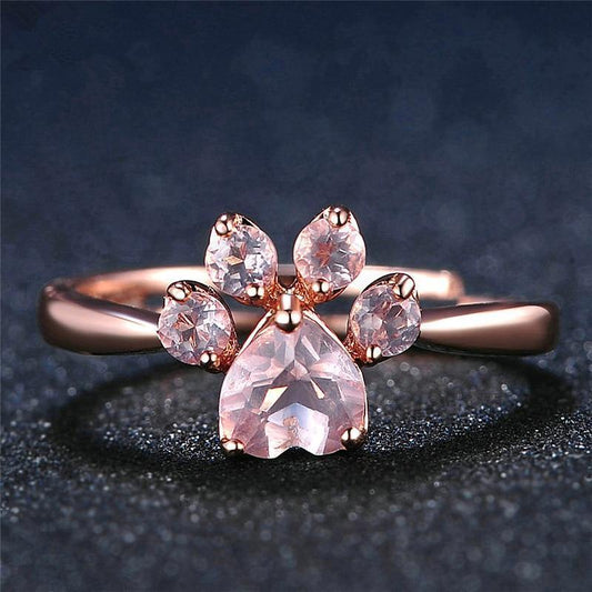 Crystal Paw Rose Gold Ring