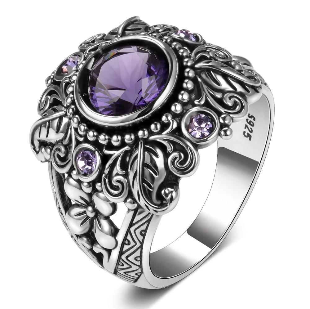 Flower Purple Amethyst Ring