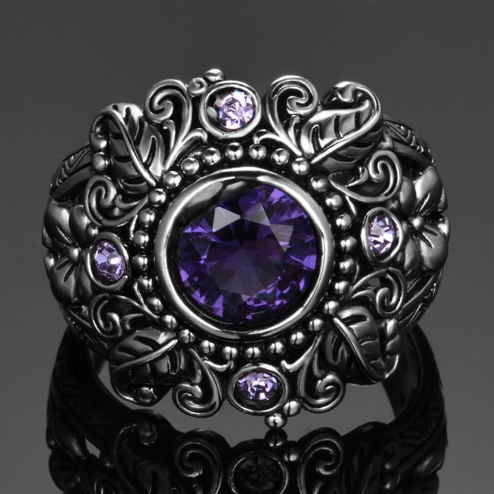 Flower Purple Amethyst Ring