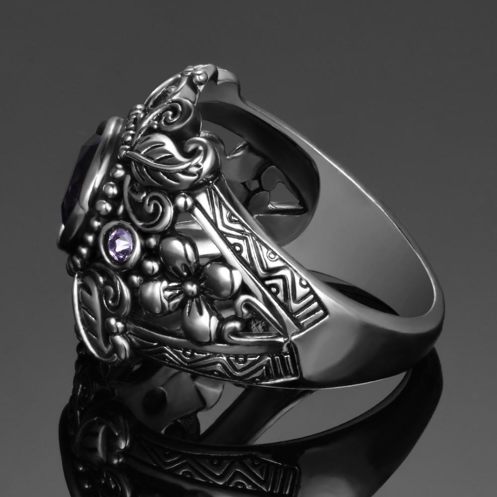 Flower Purple Amethyst Ring