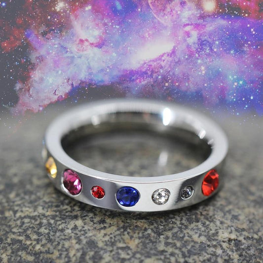 Solar System Titanium Steel Ring