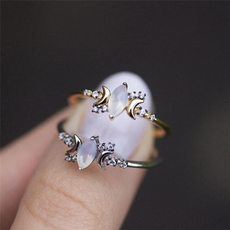 Triple Moon Goddess Moonstone Ring