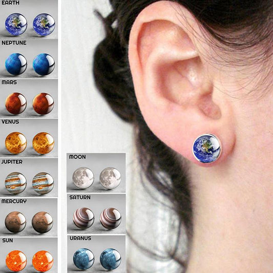 Solar System Planet Glass Stud Earrings