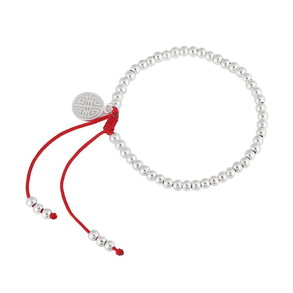 Sterling Silver Lucky Red Rope Prosperity Bracelet