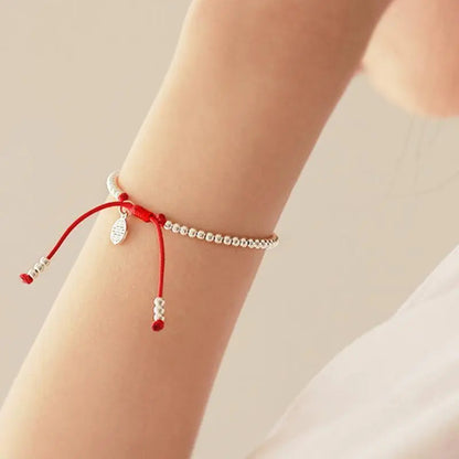 Sterling Silver Lucky Red Rope Prosperity Bracelet