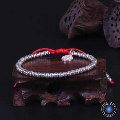 Sterling Silver Lucky Red Rope Prosperity Bracelet