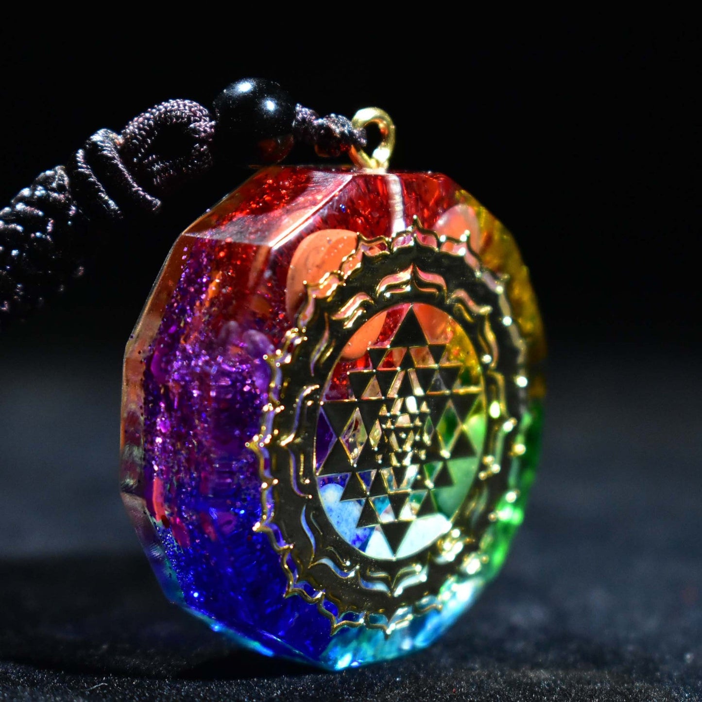 Handmade 7 Chakra Stone Sri Yantra 'ENERGY' ORGONITE Necklace