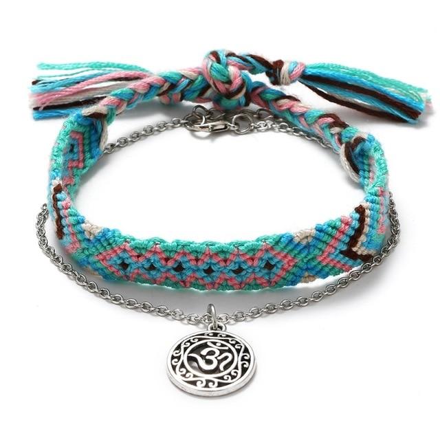 SUMMER is HERE! 2 /pc Cotton & OM Symbol Anklet/ Bracelet