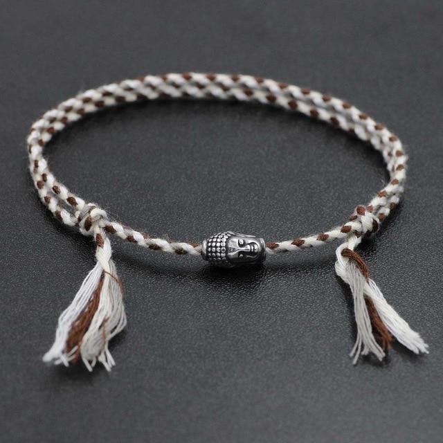 Hand braided Tibetan Cotton Rope & Stainless Steel Buddha SPIRITUAL Bracelet or Anklet-18-30cm