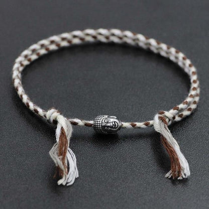 Hand braided Tibetan Cotton Rope & Stainless Steel Buddha SPIRITUAL Bracelet or Anklet-18-30cm