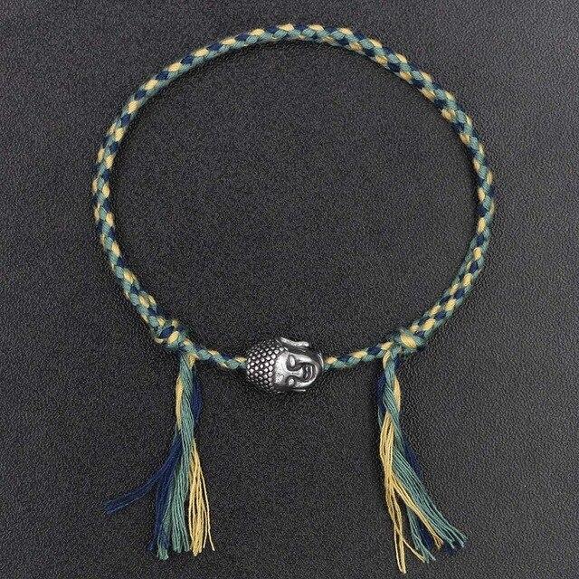 Hand braided Tibetan Cotton Rope & Stainless Steel Buddha SPIRITUAL Bracelet or Anklet-18-30cm