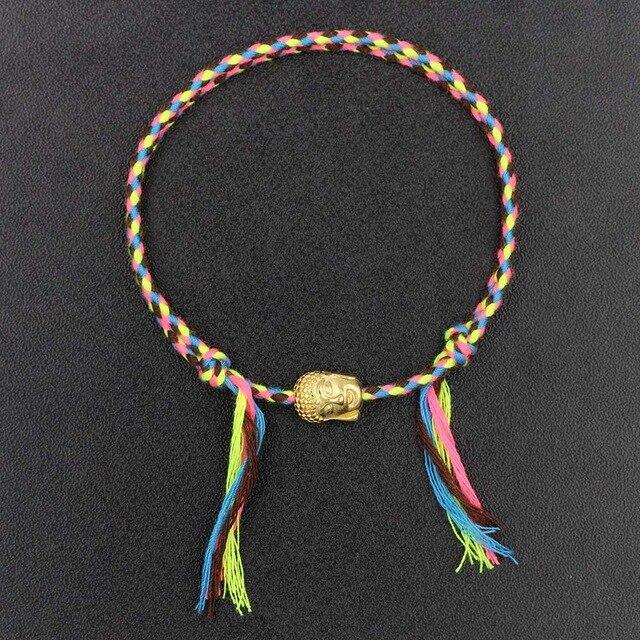 Hand braided Tibetan Cotton Rope & Stainless Steel Buddha SPIRITUAL Bracelet or Anklet-18-30cm