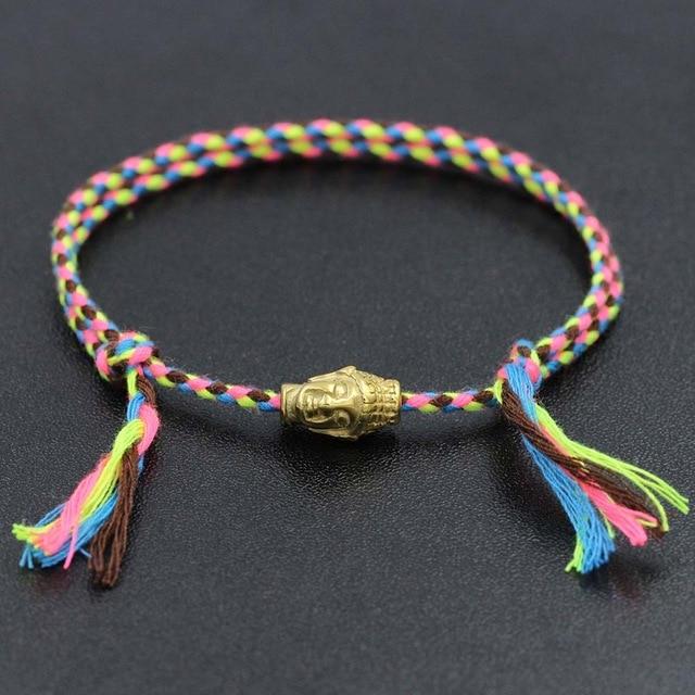 Hand braided Tibetan Cotton Rope & Stainless Steel Buddha SPIRITUAL Bracelet or Anklet-18-30cm