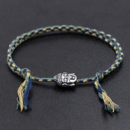 Hand braided Tibetan Cotton Rope & Stainless Steel Buddha SPIRITUAL Bracelet or Anklet-18-30cm