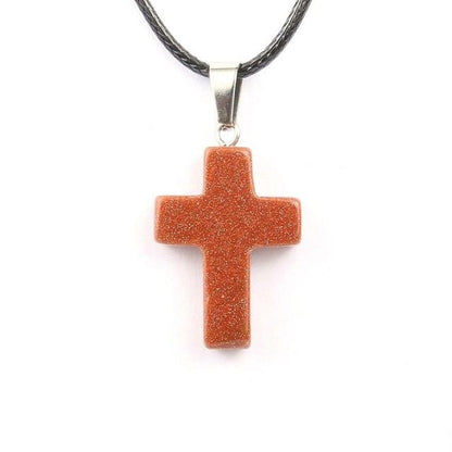 Natural Stone Cross Pendant Necklace