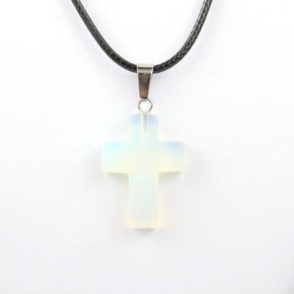 Natural Stone Cross Pendant Necklace